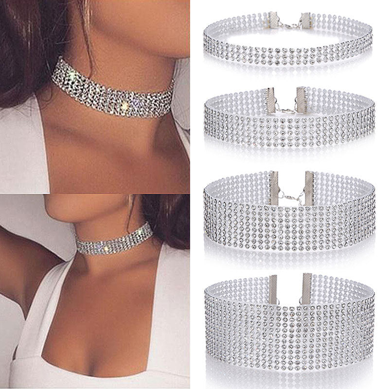 Full crystal rhinestone choker necklace