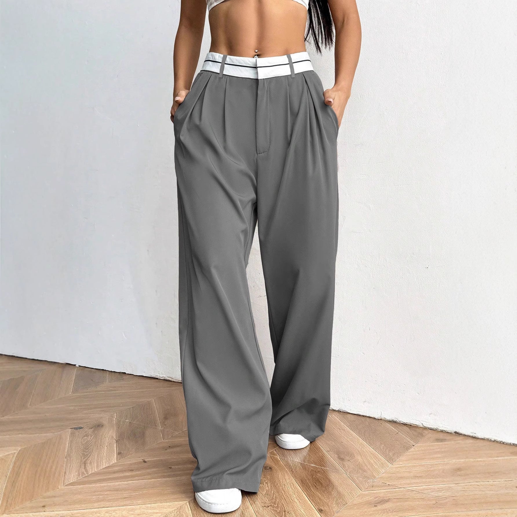 Wide Leg Loose Fit Suit Pants for Women