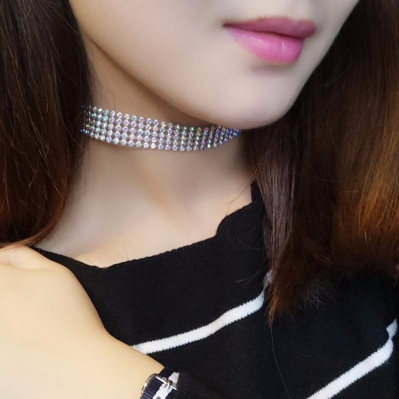 Full crystal rhinestone choker necklace