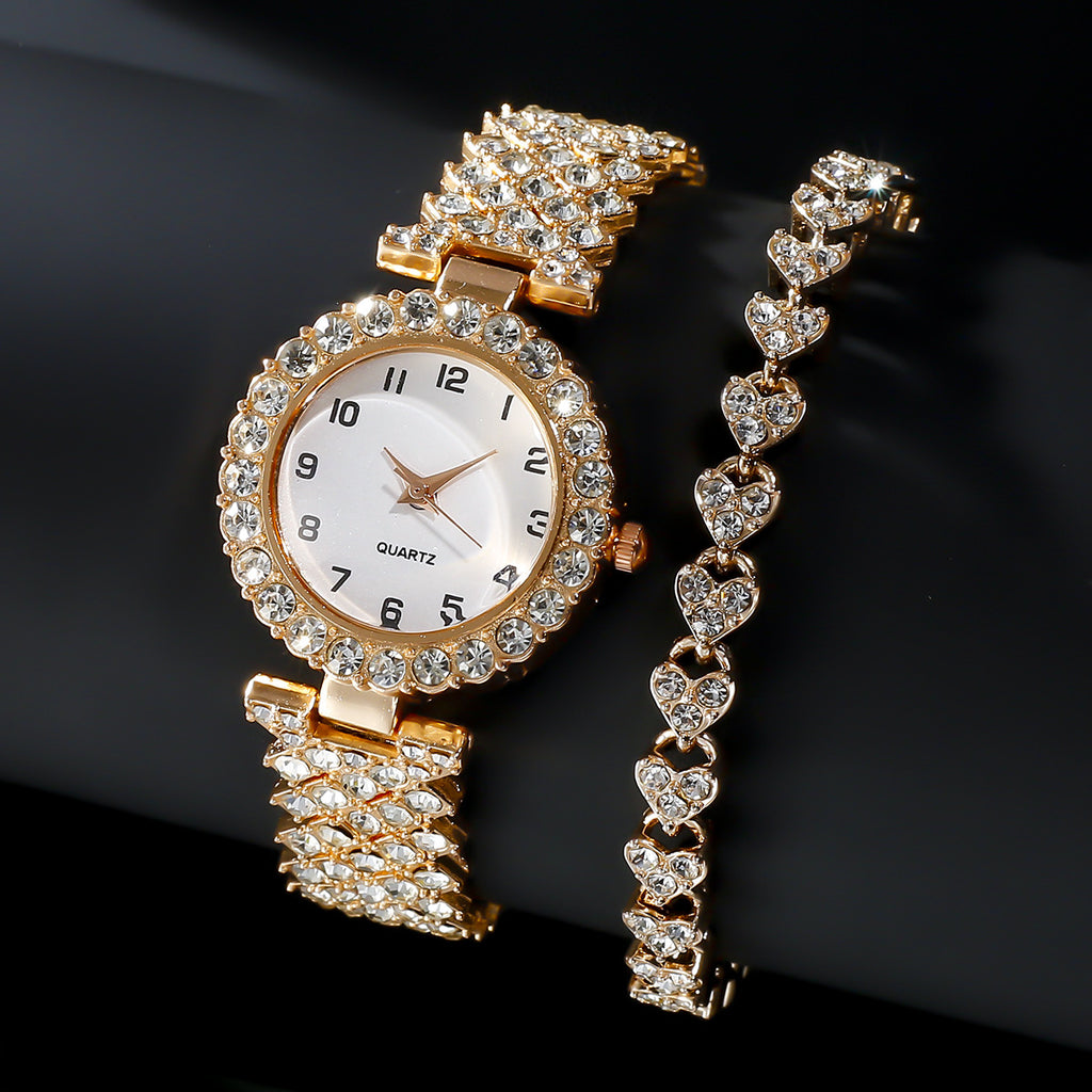 Luxury Women’s Watch & Bracelet Set – Silver Quartz