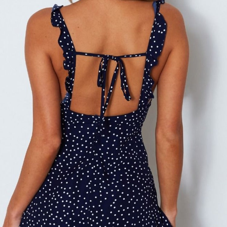 Polka dot strappy dress designed for summer days