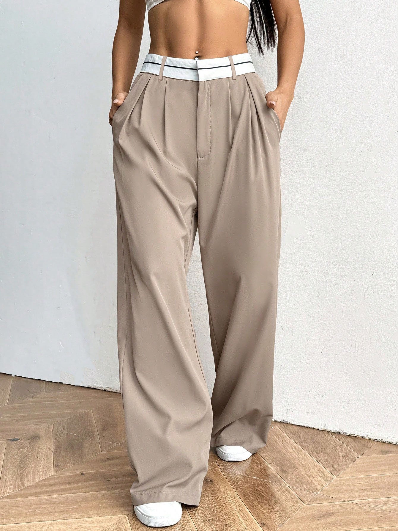Wide Leg Loose Fit Suit Pants for Women